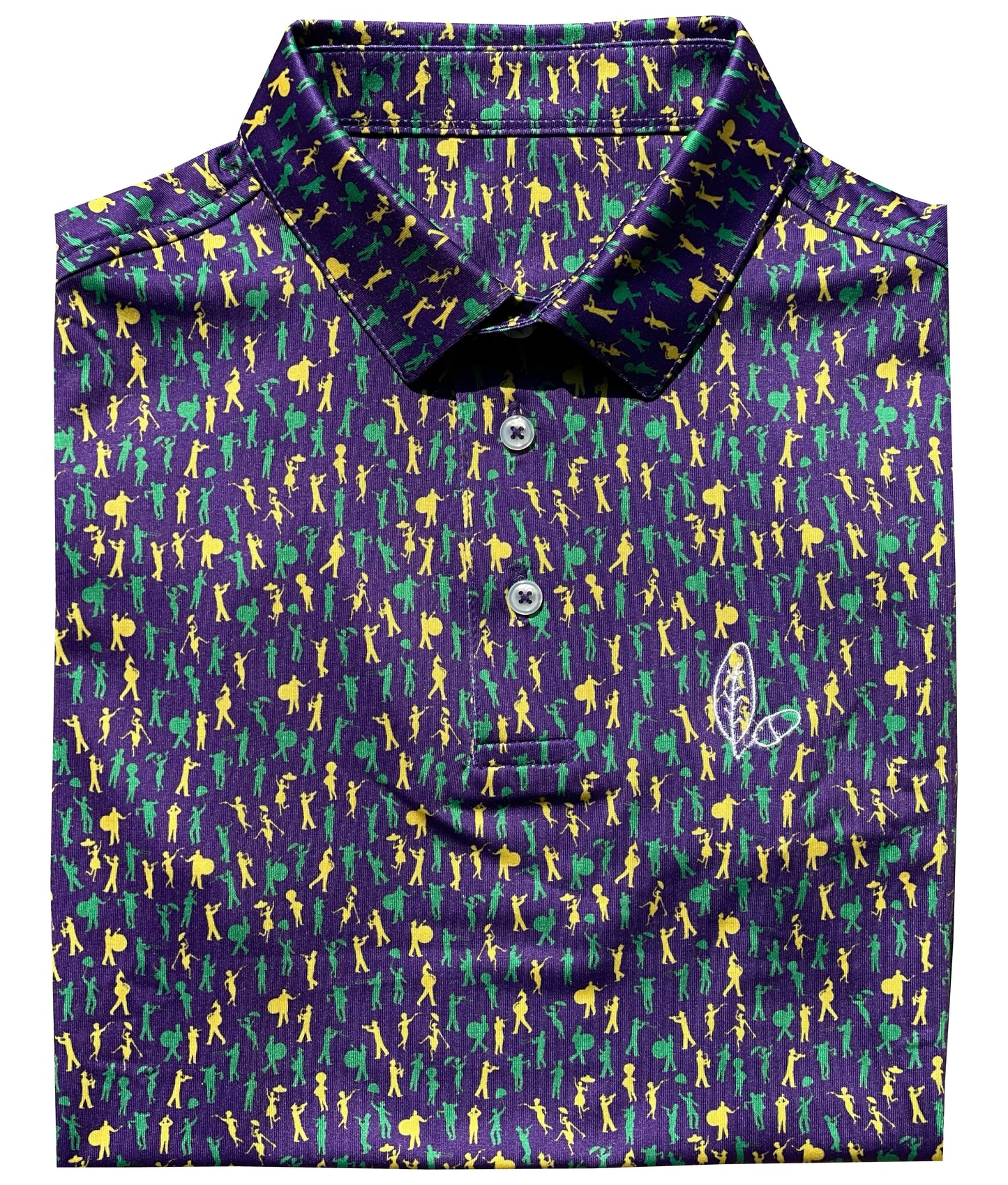 Introducing our Mardi Gras Carnival '25 Performance Polo, a pinnacle of style and functionality. Immerse yourself in the Second Line theme featuring unique design elements inspired by the rich culture and energy of the city, you'll stand out in the office our on the parade route. 